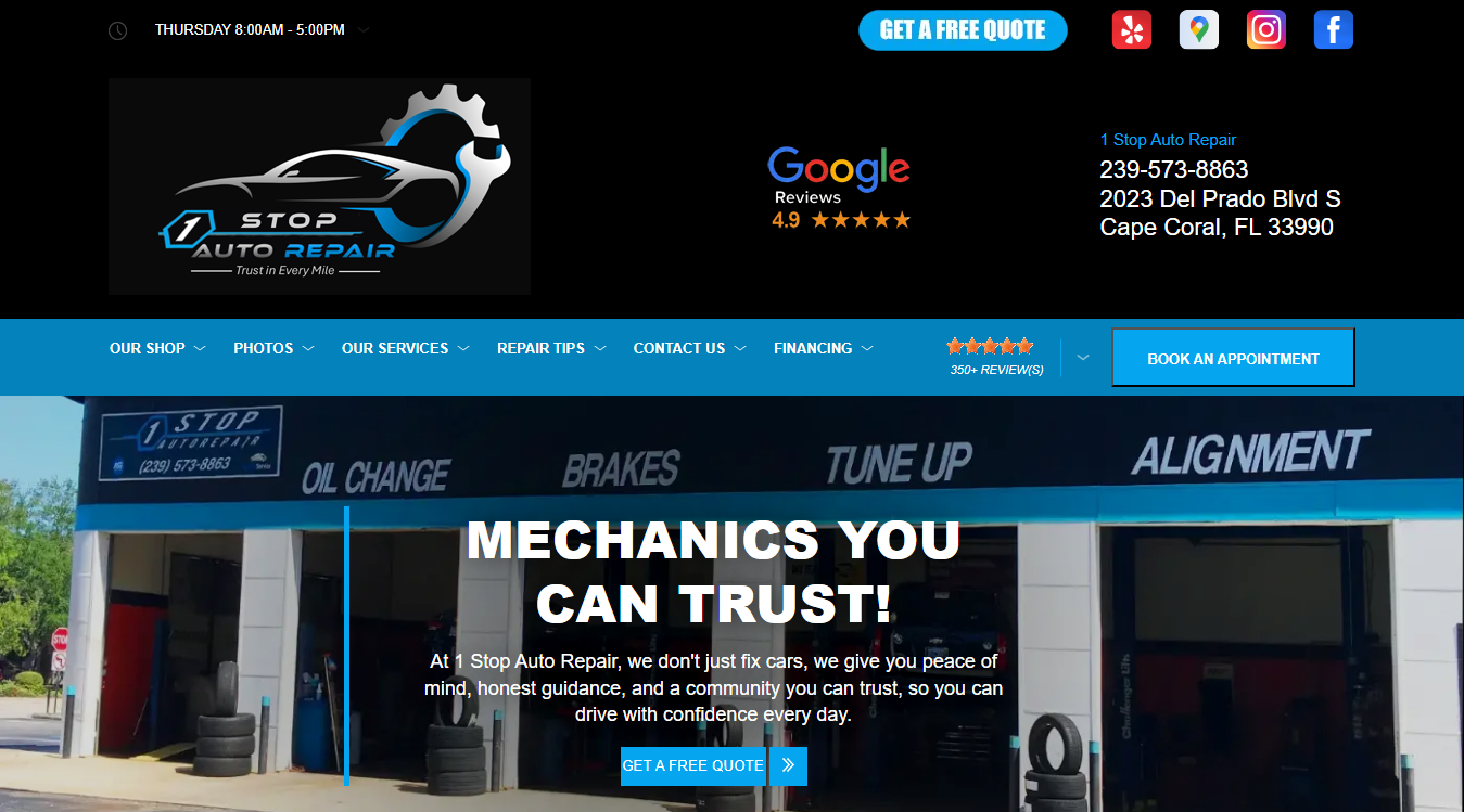 Screenshot of 1 STOP AUTO REPAIR