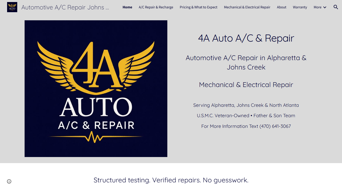 Screenshot of 4A Auto A/C & Repair