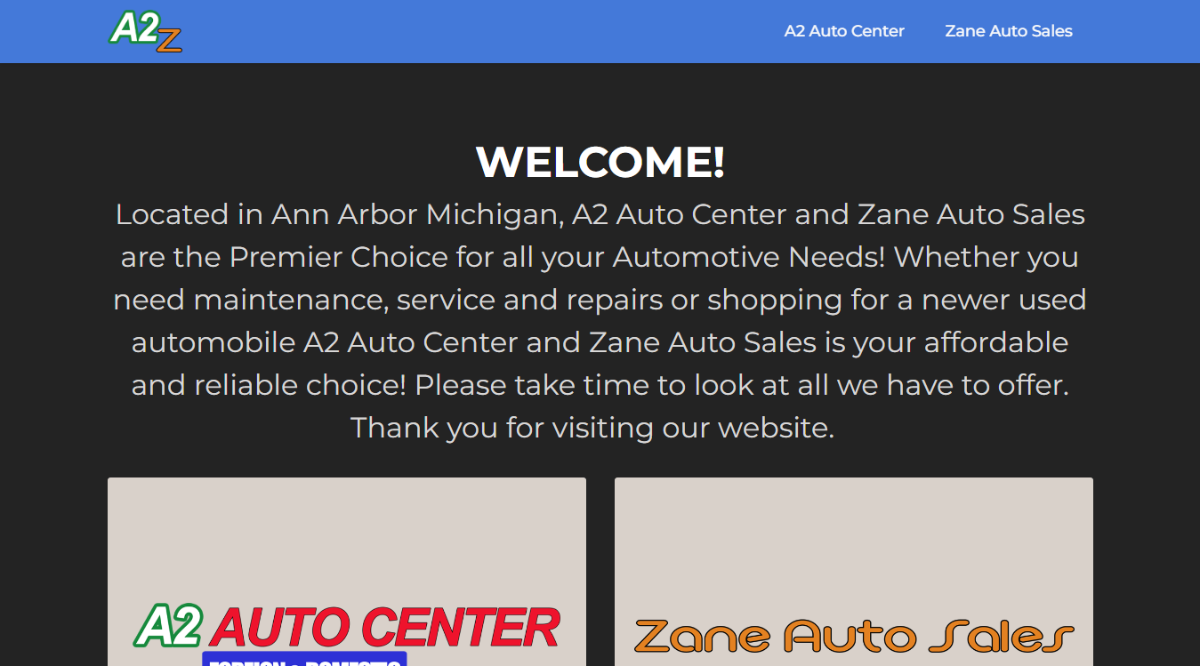 Screenshot of A2 Auto Center