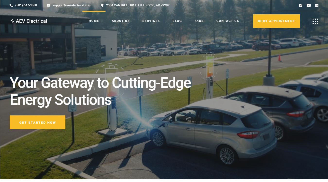 Screenshot of AEV Electrical | Electricians in Little Rock, AR