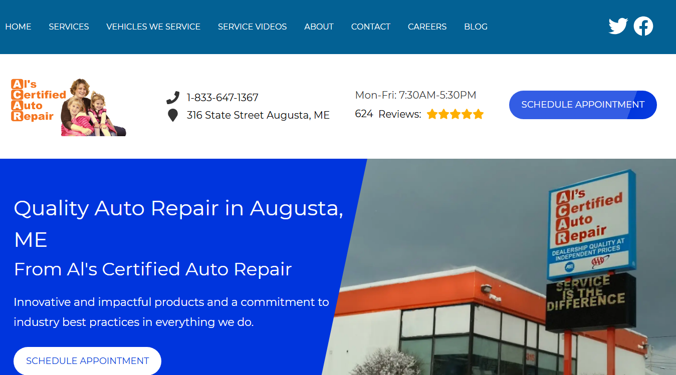 Screenshot of Al's Certified Auto Repair