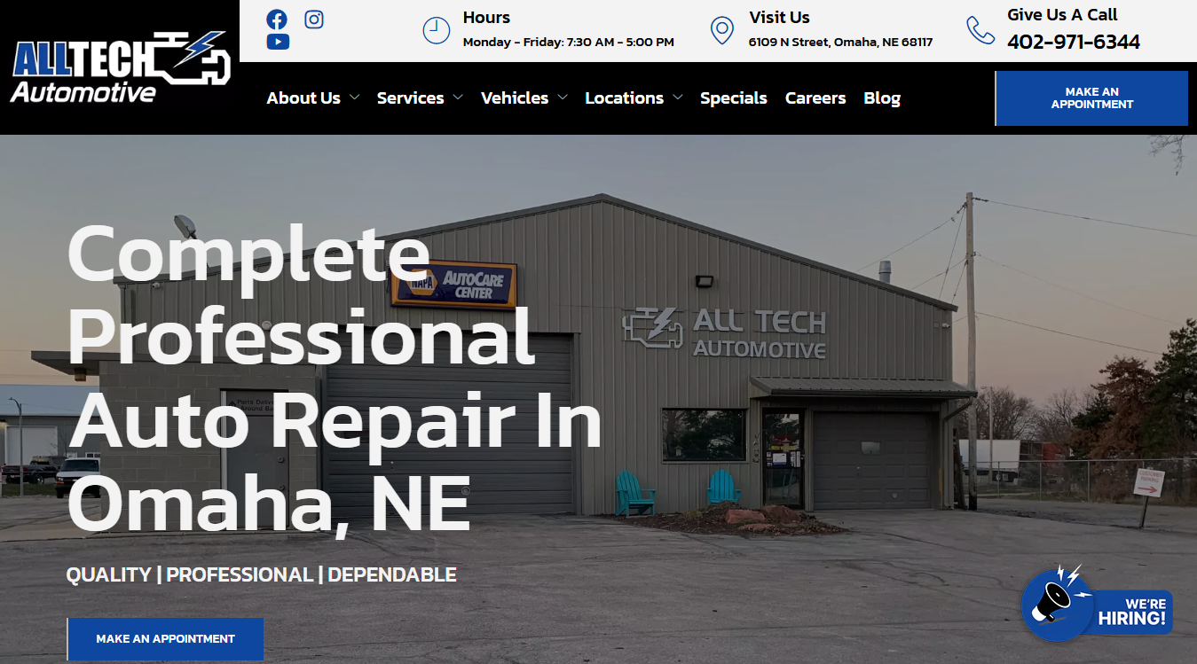 Screenshot of All Tech Automotive Repair Omaha
