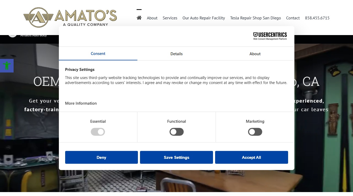 Screenshot of Amato's EV Repair