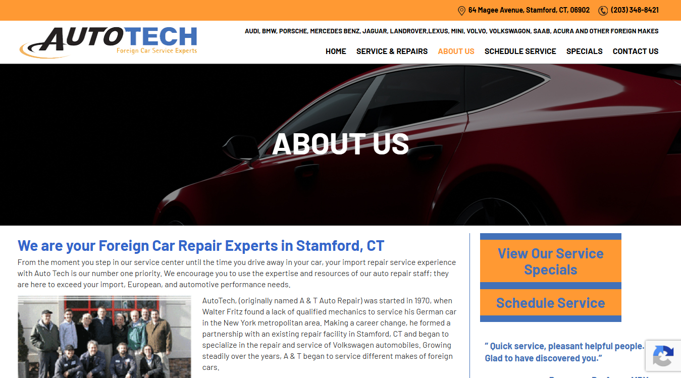 Screenshot of Auto Tech Imported Car Service