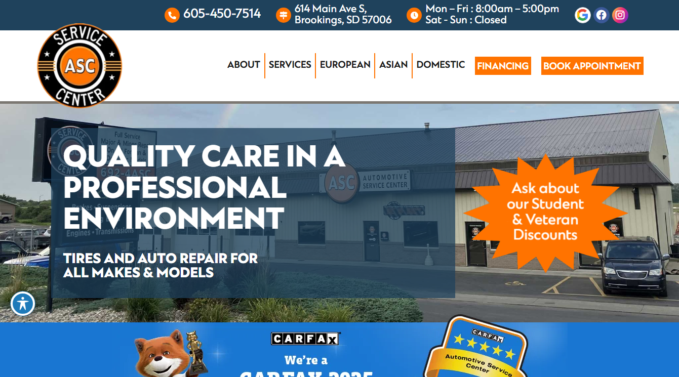 Screenshot of Automotive Service Center