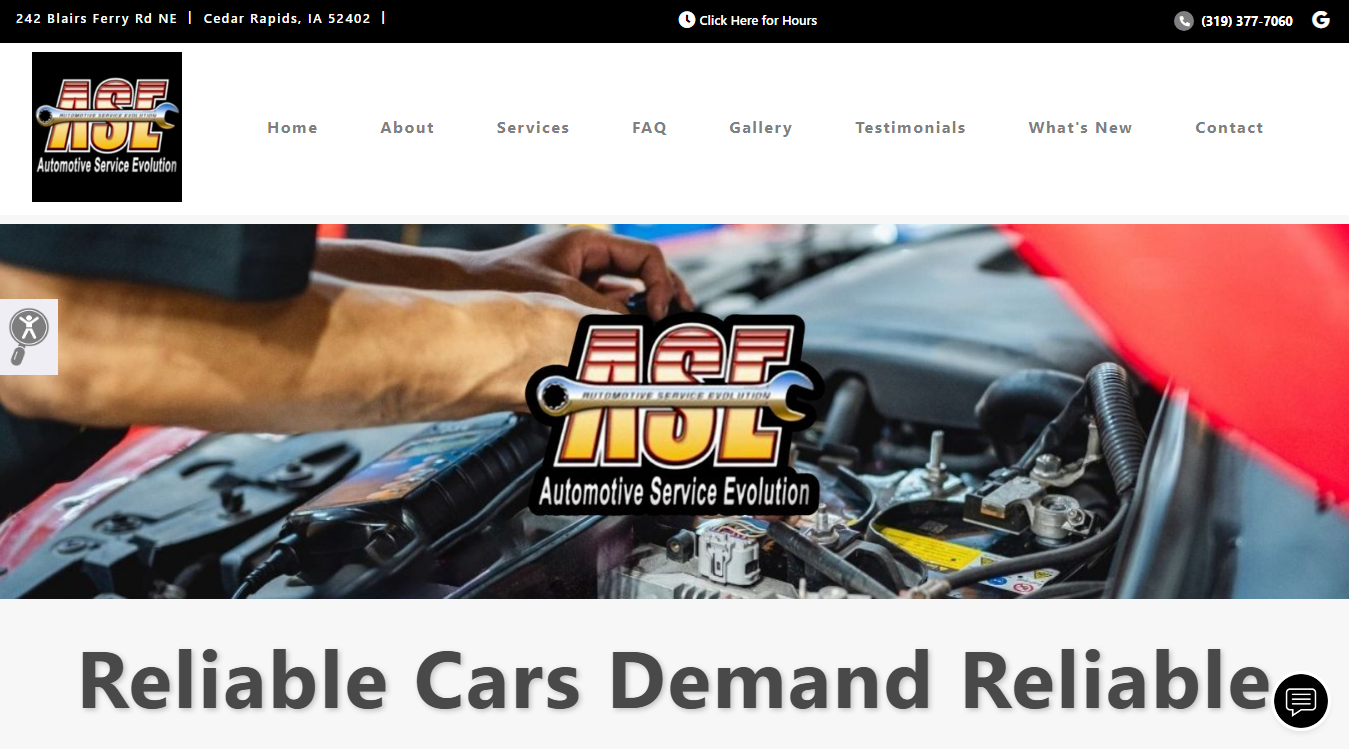 Screenshot of Automotive Service Evolution