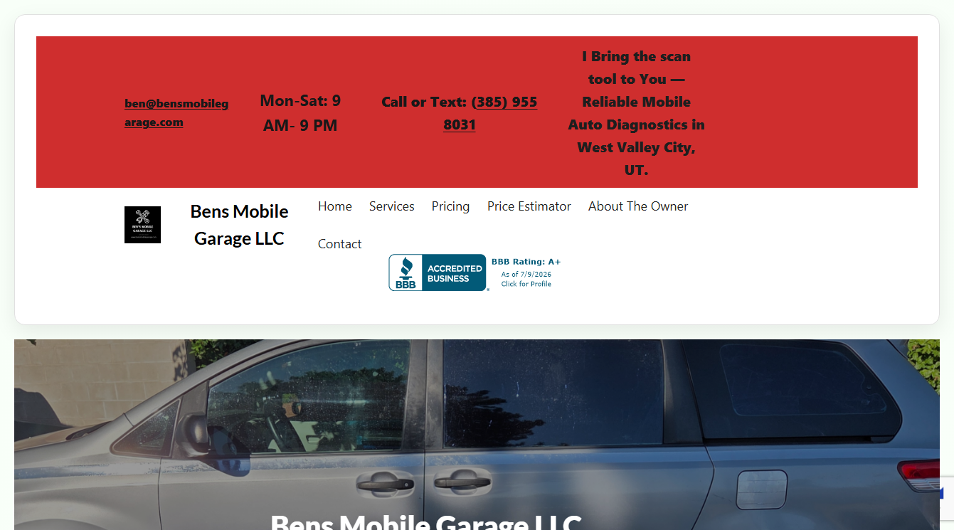 Screenshot of Bens Mobile Garage LLC