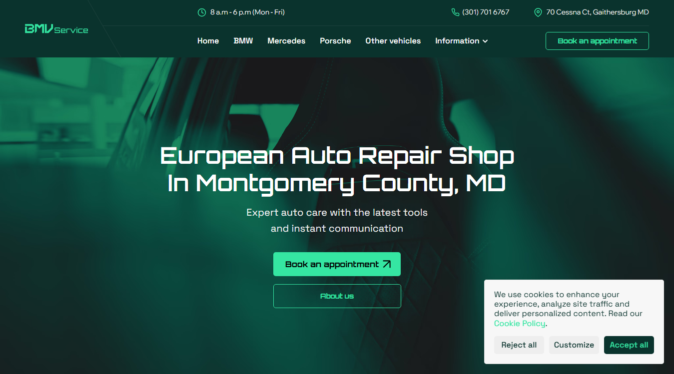 Screenshot of BMV Service-European Car Repair Shop