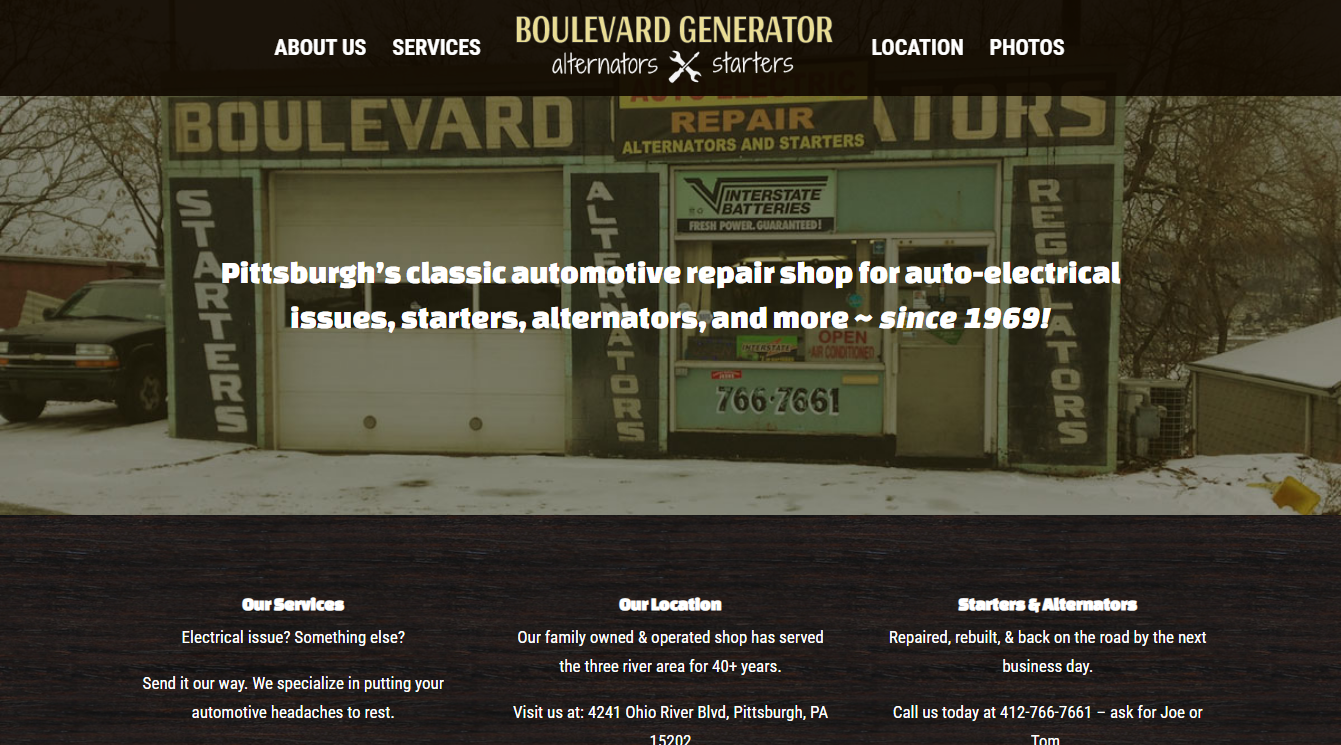 Screenshot of Boulevard Generator - Starter, Alternator, and Electrical Rebuilding