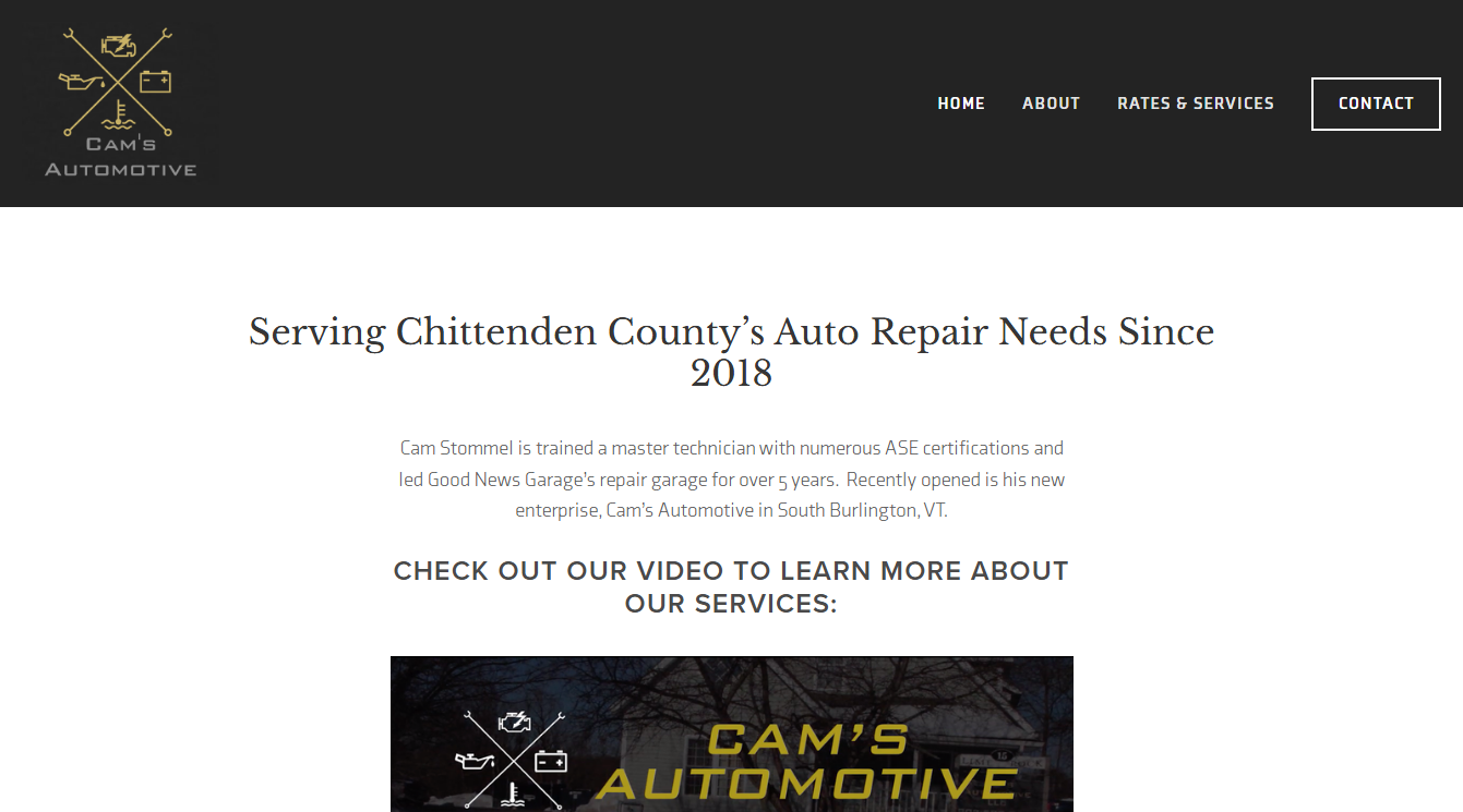 Screenshot of Cam’s Automotive