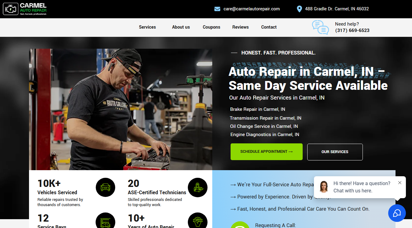 Screenshot of Carmel Auto Repair