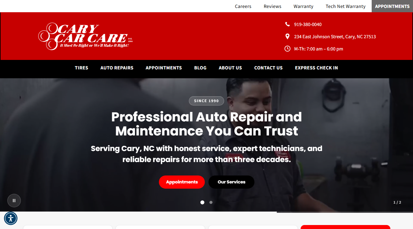 Screenshot of Cary Car Care