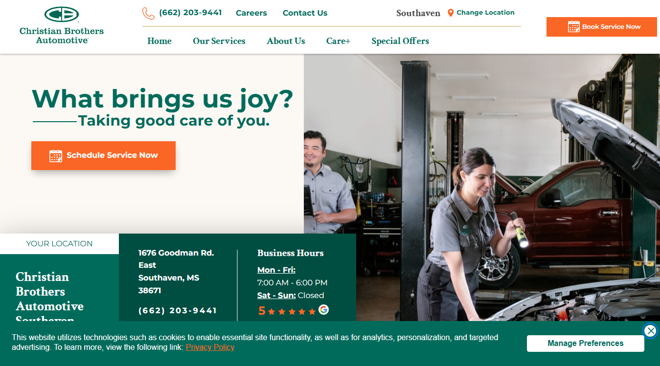 Screenshot of Christian Brothers Automotive Fayetteville
