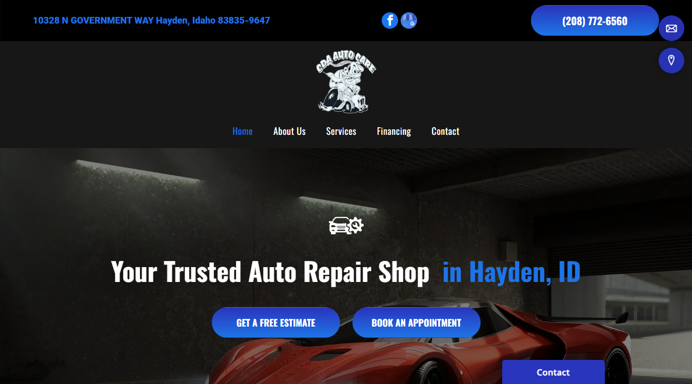 Screenshot of Coeur D' Alene Auto Care Inc.