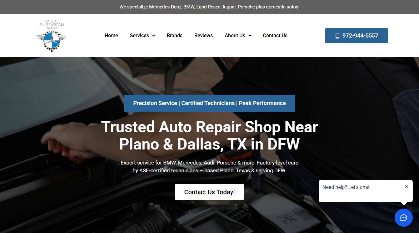 Screenshot of Dallas European Auto