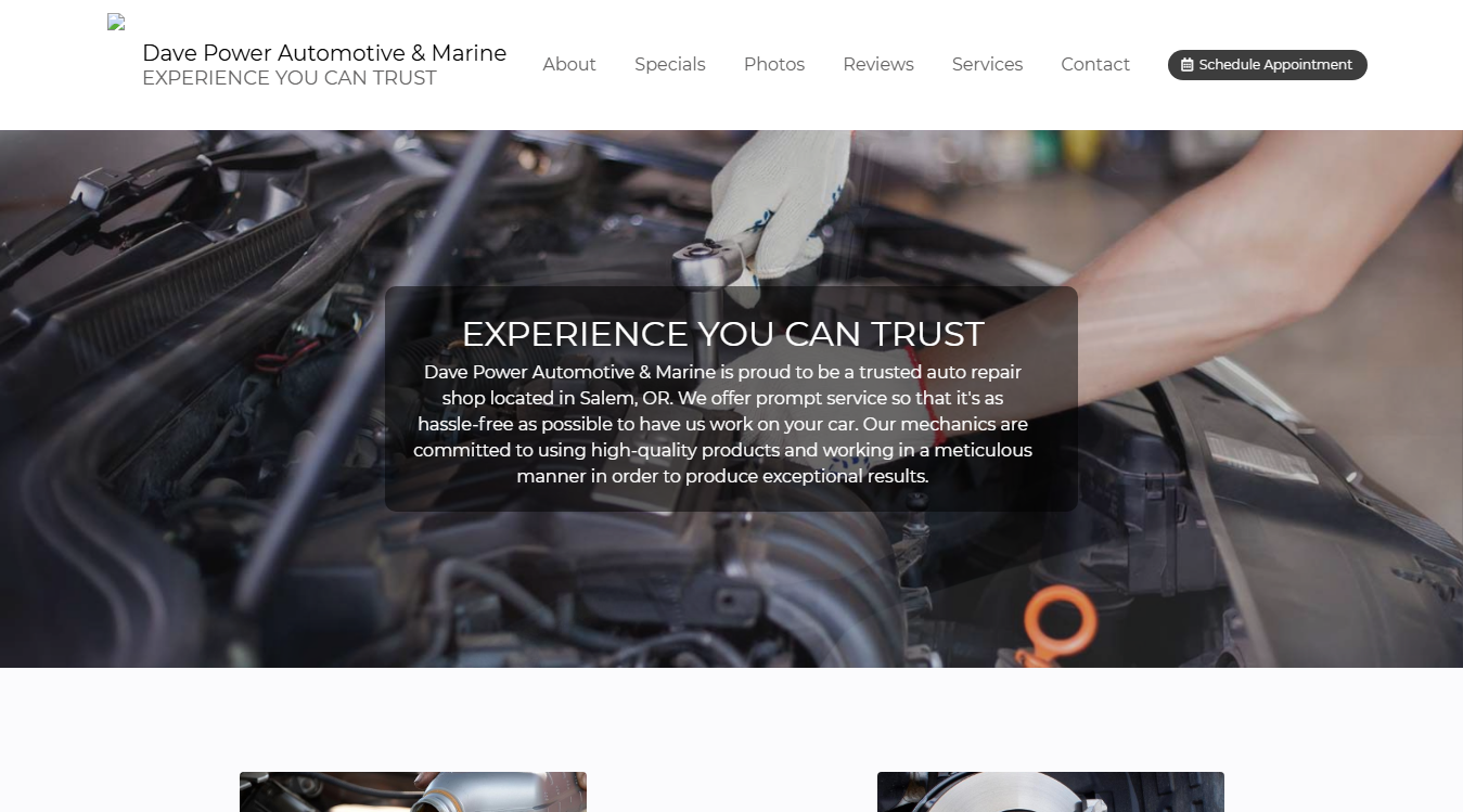 Screenshot of Dave Power Automotive & Marine