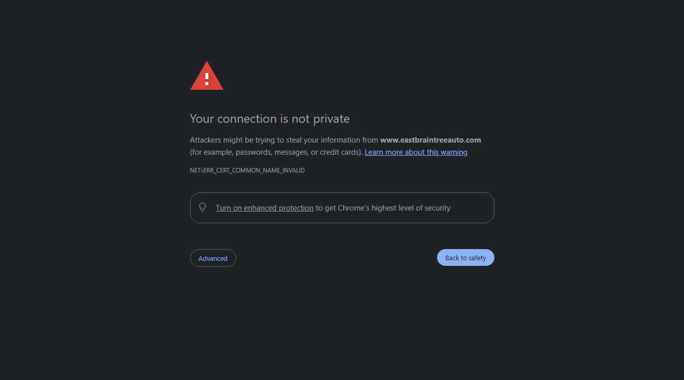 Screenshot of East Braintree Auto Care