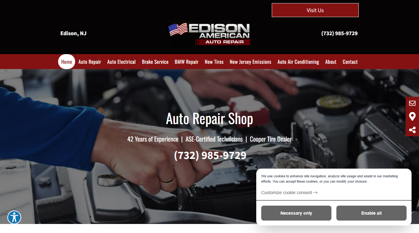 Screenshot of Edison American Auto Repair