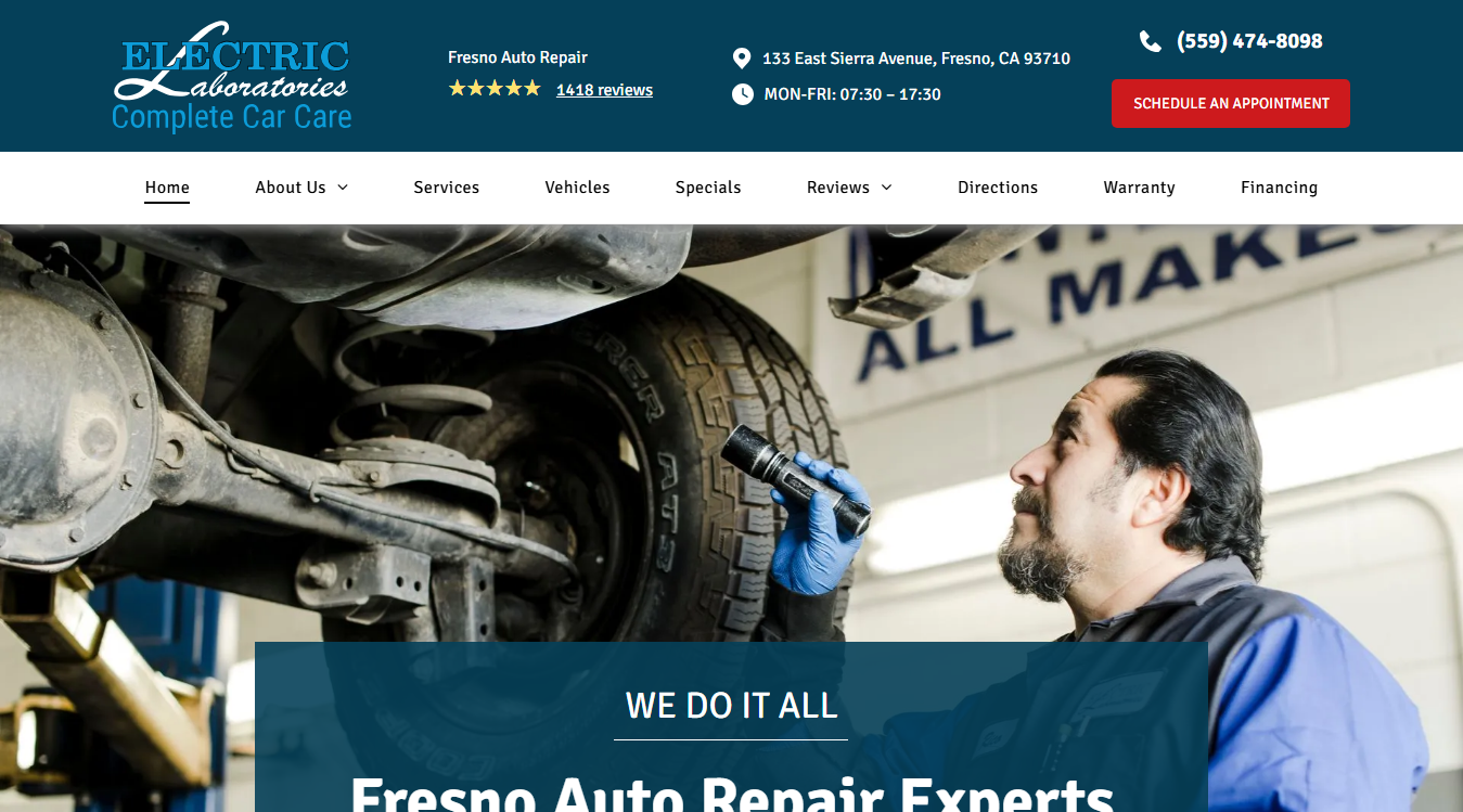 Screenshot of Electric Laboratories Complete Car Care