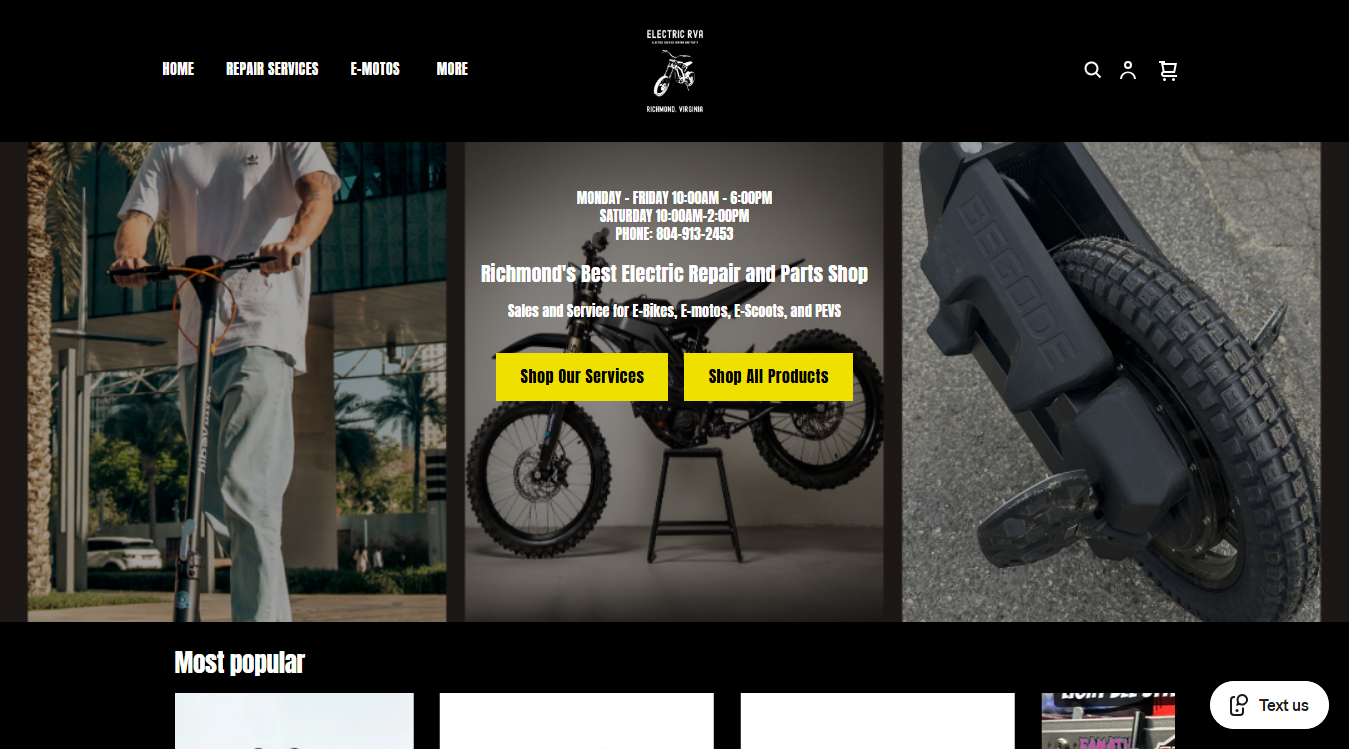 Screenshot of Electric RVA - E-Bike and PEV Repair Richmond