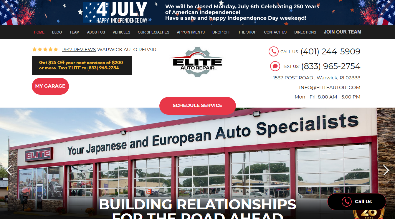 Screenshot of Elite Auto Repair, Inc.