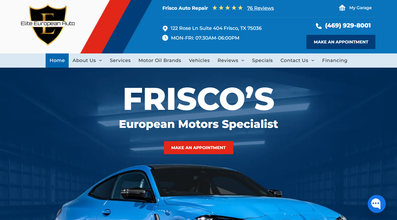 Screenshot of Elite European Auto, LLC