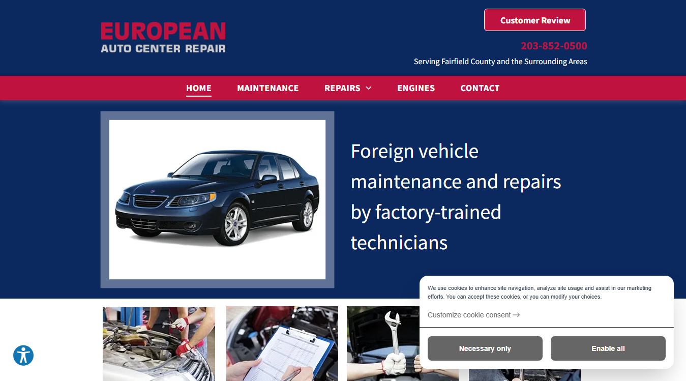 Screenshot of European Auto Center Repair