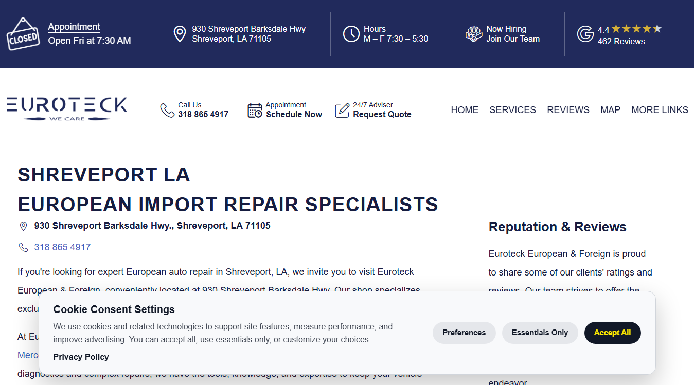 Screenshot of Euroteck European & Foreign