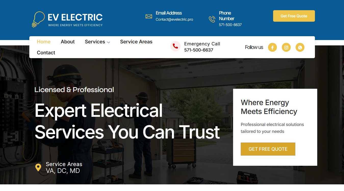 Screenshot of EV-Electric Services