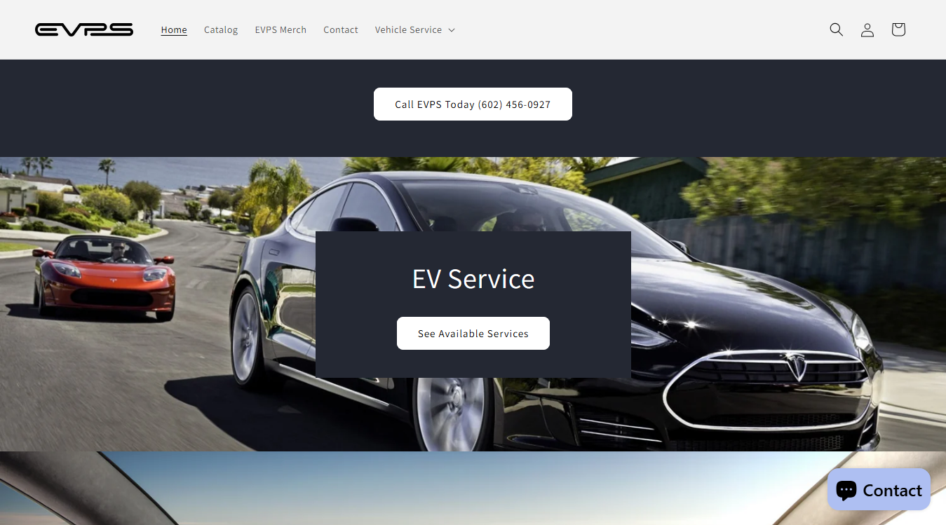 Screenshot of EV Parts Solutions