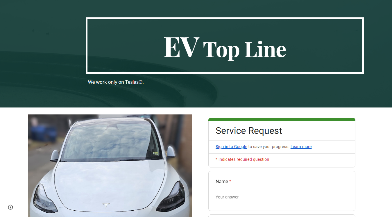 Screenshot of EV Repair Shop