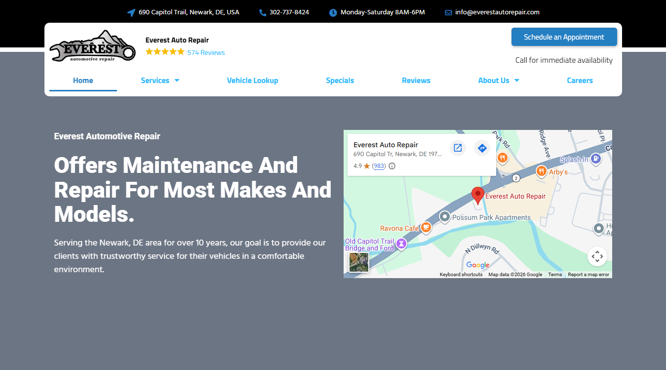 Screenshot of Everest Auto Repair