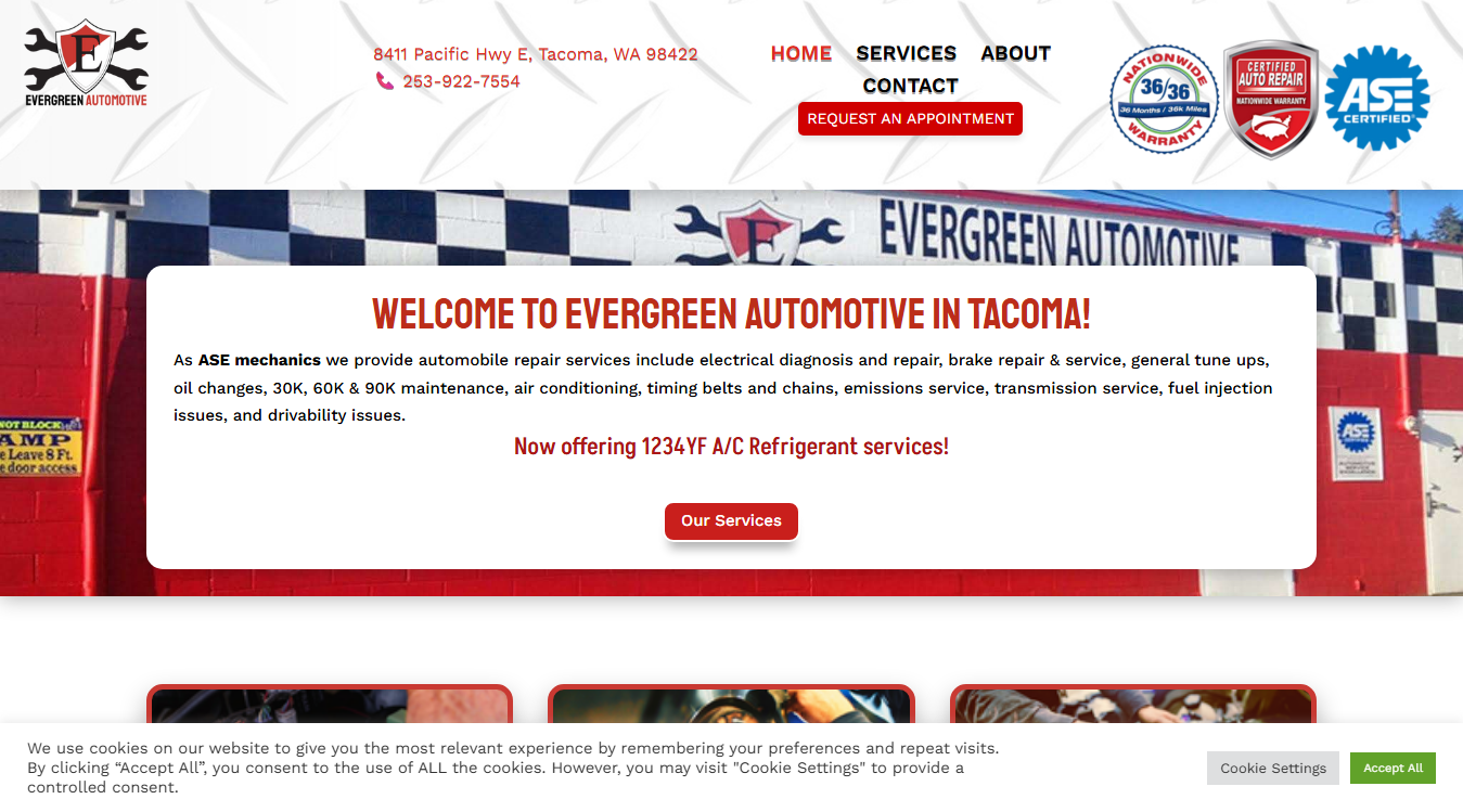 Screenshot of Evergreen Automotive