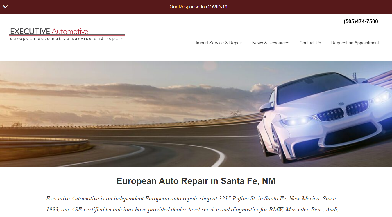 Screenshot of Executive Automotive