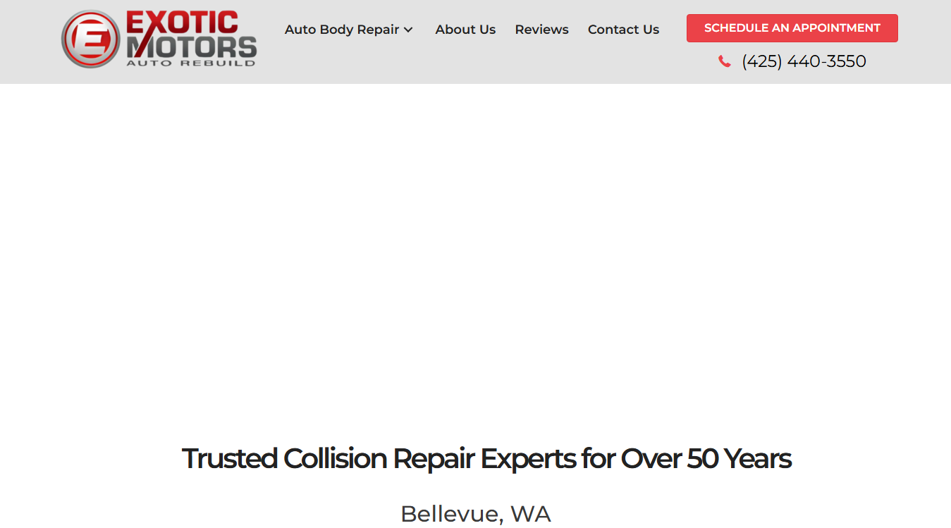 Screenshot of Exotic Motors Auto Rebuild Inc