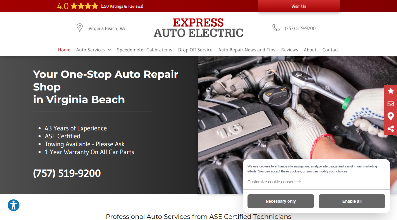 Screenshot of Express Auto Electric