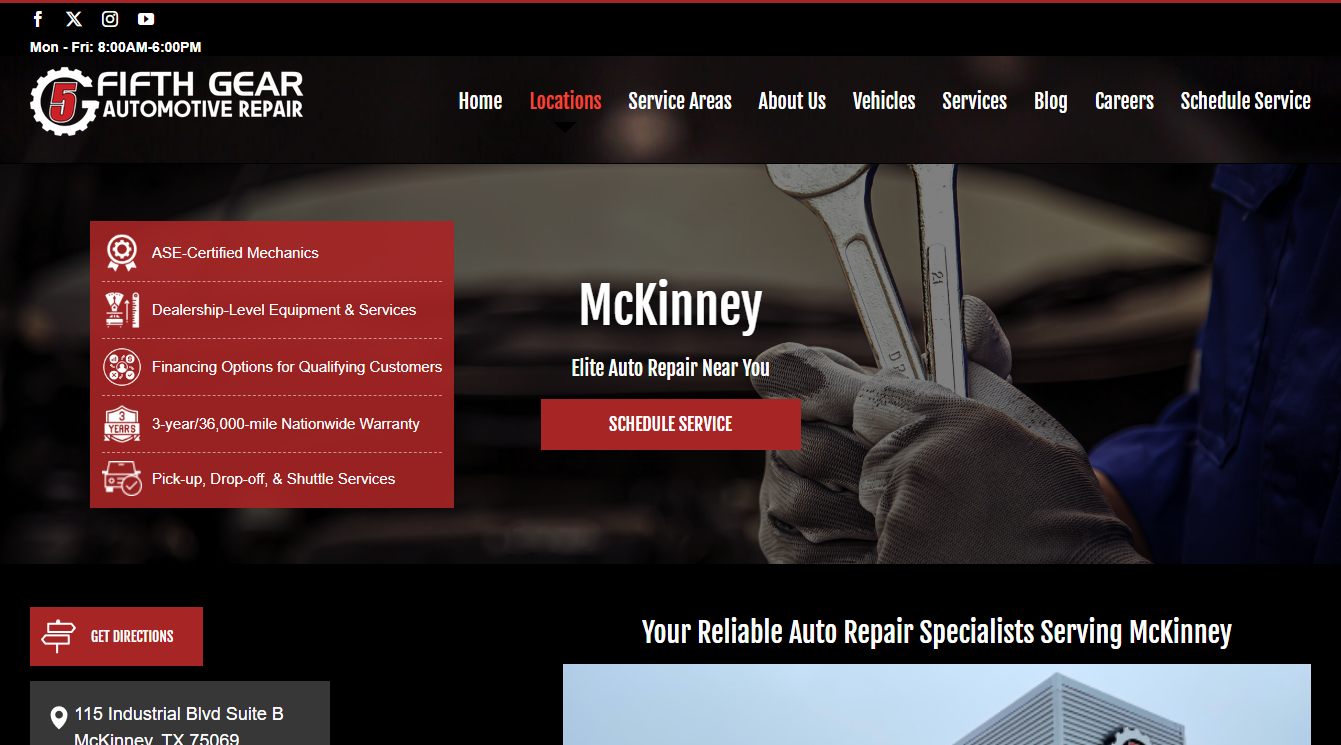 Screenshot of Fifth Gear Automotive Repair - McKinney