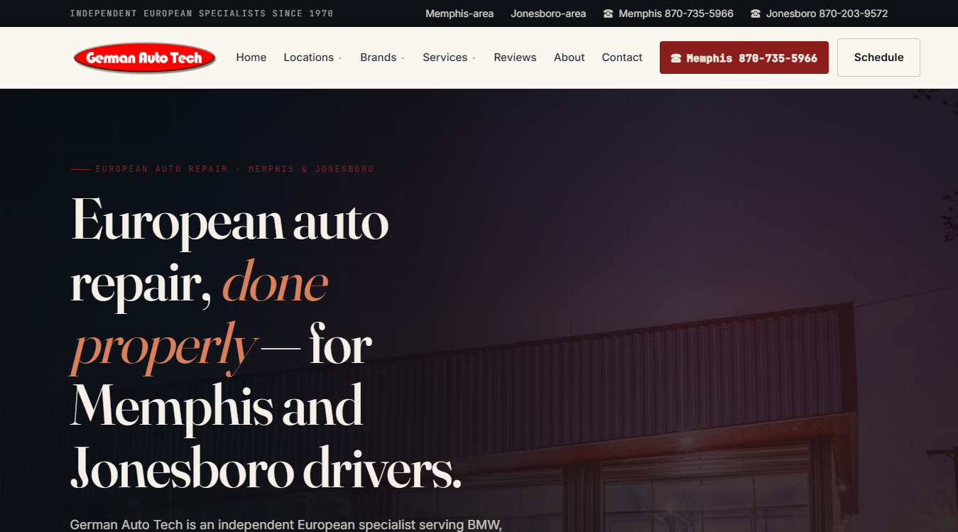 Screenshot of German Auto Tech Jonesboro