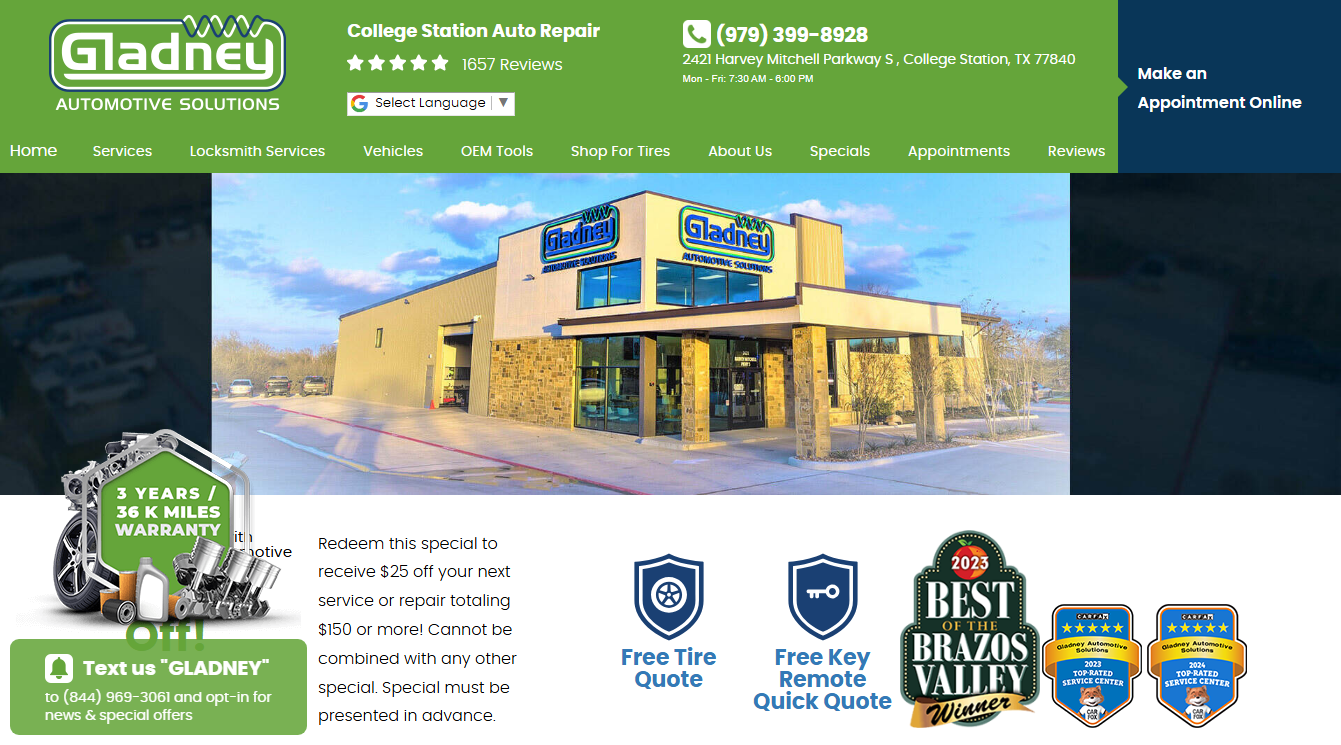 Screenshot of Gladney Automotive Solutions LLC