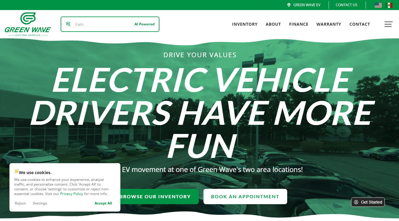 Screenshot of Green Wave Electric Vehicles