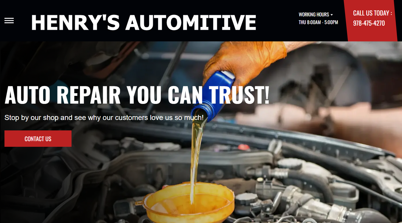 Screenshot of Henry's Automotive