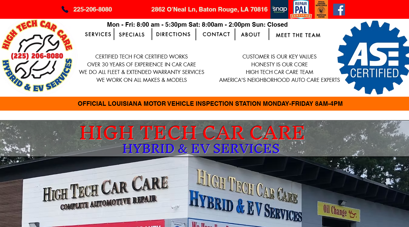 Screenshot of HIGH TECH CAR CARE
