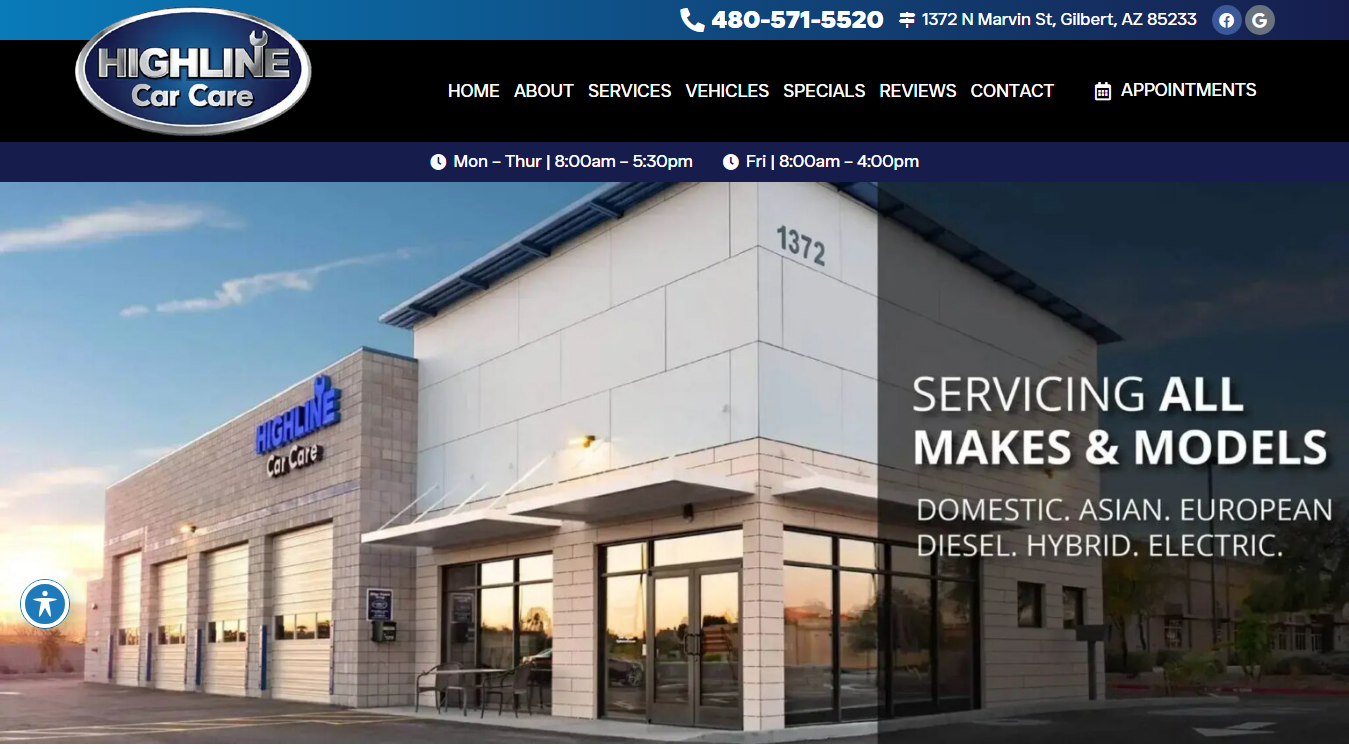 Screenshot of Highline Car Care