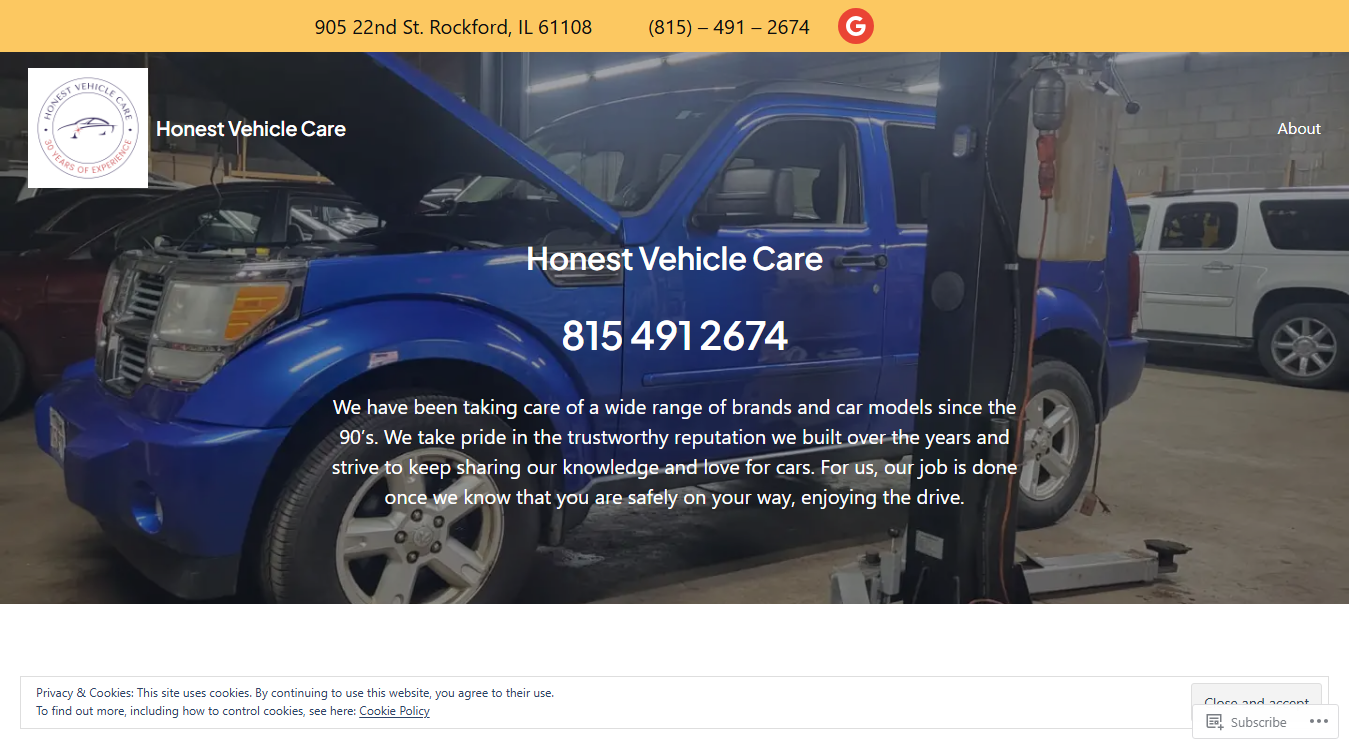 Screenshot of Honest Vehicle Care