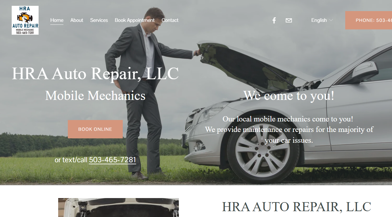 Screenshot of HRA Auto Repair, LLC Mobile Mechanic