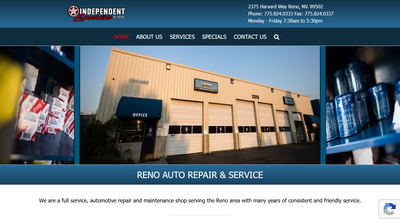 Screenshot of Independent Specialists of Reno