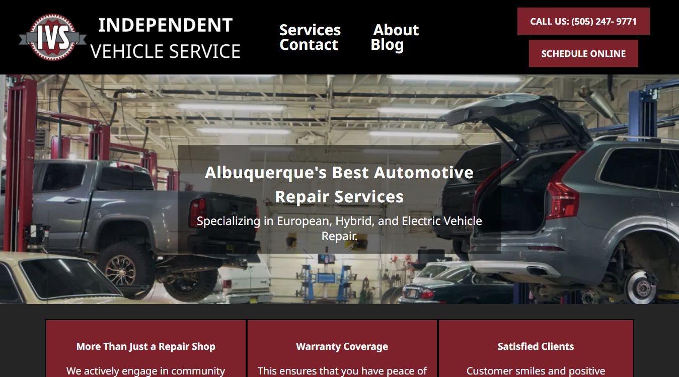 Screenshot of Independent Vehicle Service