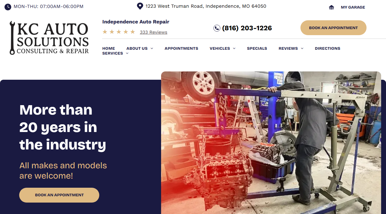 Screenshot of KC Auto Solutions