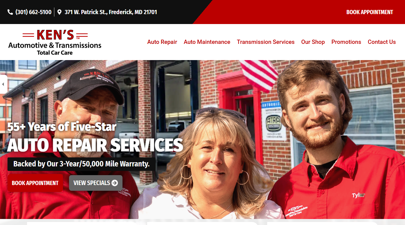 Screenshot of Ken's Automotive & Transmissions
