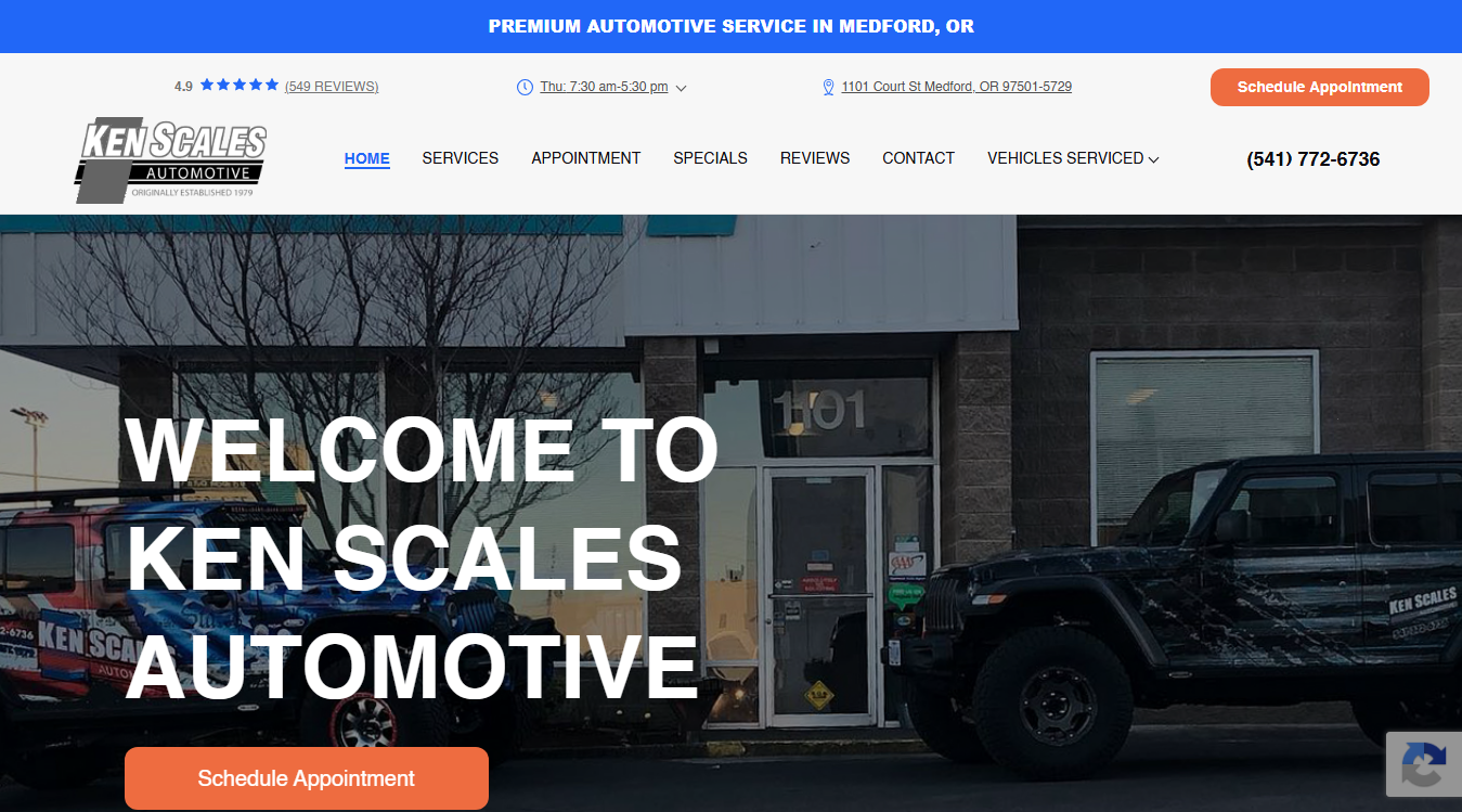 Screenshot of Ken Scales Automotive